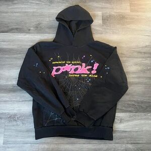 Pink Spider Graphic Black Hoodie
